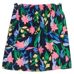 J Crew Womens Skirt Floral Linen Blend Lined Mini Boho Pockets Blue Size 0 FU